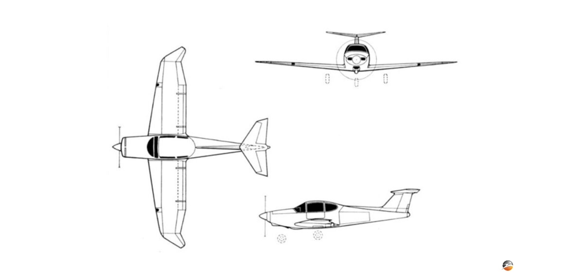 Transavia PL 13 three view drawing - Aeropedia The Encyclopedia of Aircraft